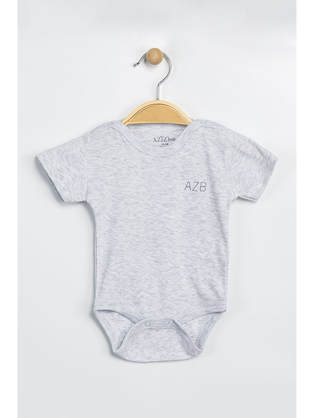 Gri Erkek Kız Bebek Çıtçıtlı % 100 Pamuk Body & Zıbın