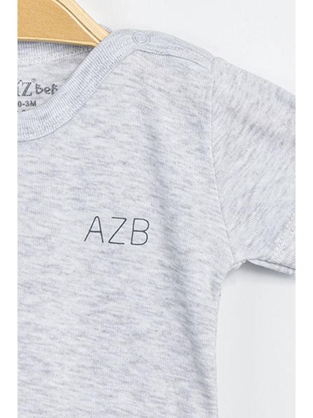 Gri Erkek Kız Bebek Çıtçıtlı % 100 Pamuk Body & Zıbın-2