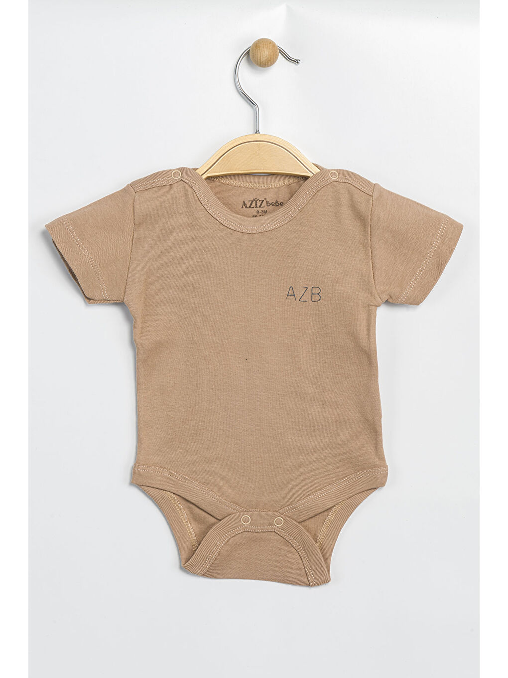 Kahverengi Erkek Kız Bebek Çıtçıtlı % 100 Pamuk Body & Zıbın