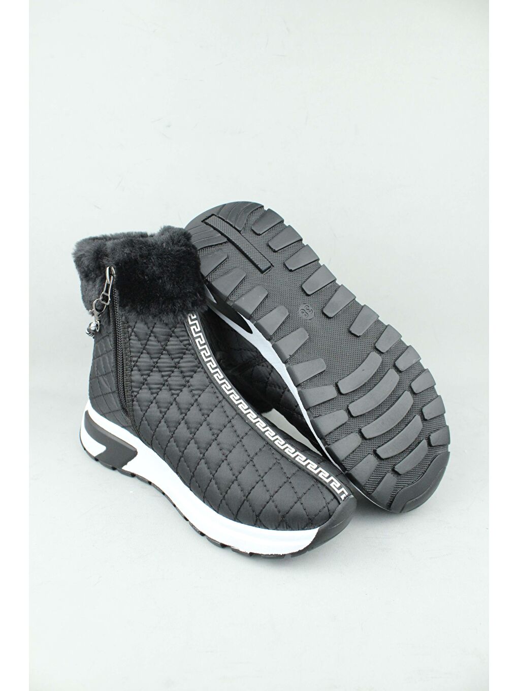 Siyah 155.685-2/2F Fermuarlı Kumaş Kışlık Bot Kadın-4