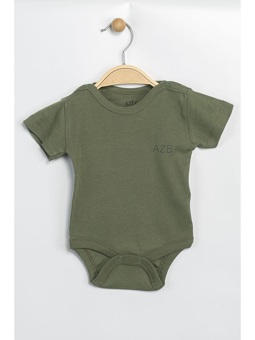 Haki Erkek Kız Bebek Çıtçıtlı % 100 Pamuk Body & Zıbın