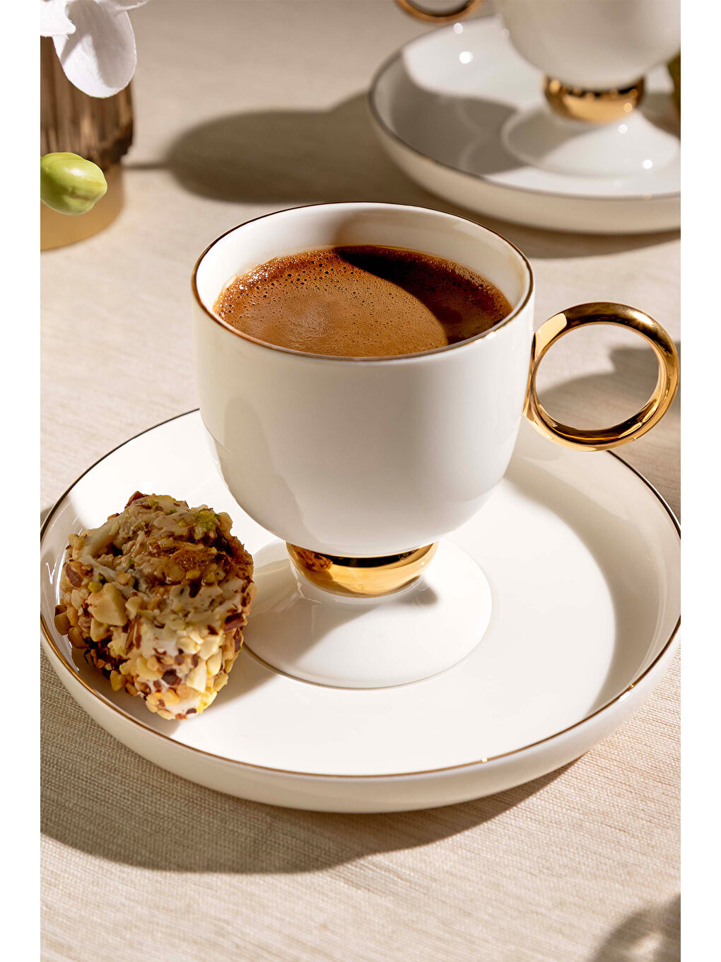 Beyaz Karmen 6 Kişilik 12 Parça Porselen Kahve Fincan Takımı-2