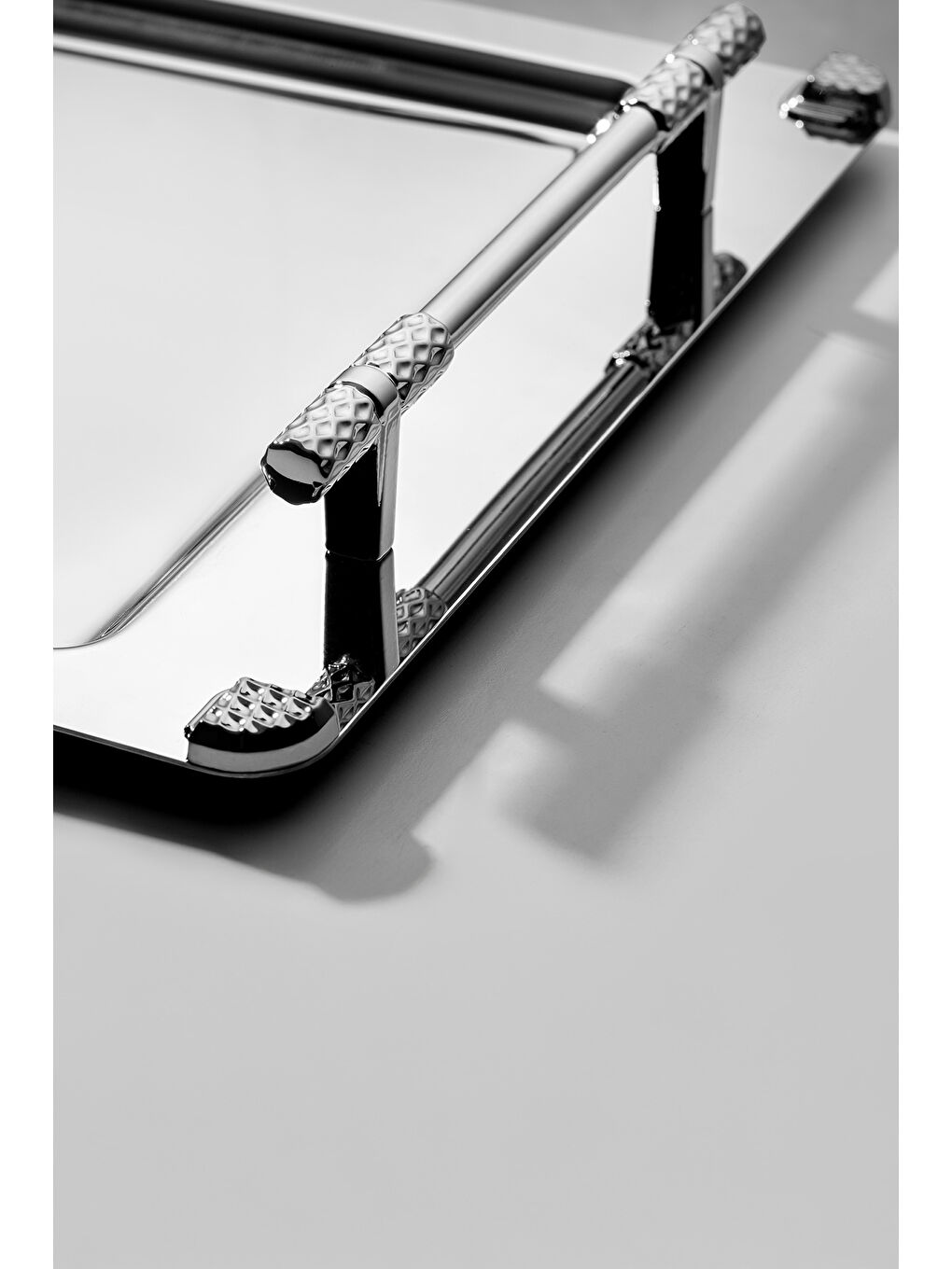 Gri Paris Saten Çelik Çay Tepsi-4