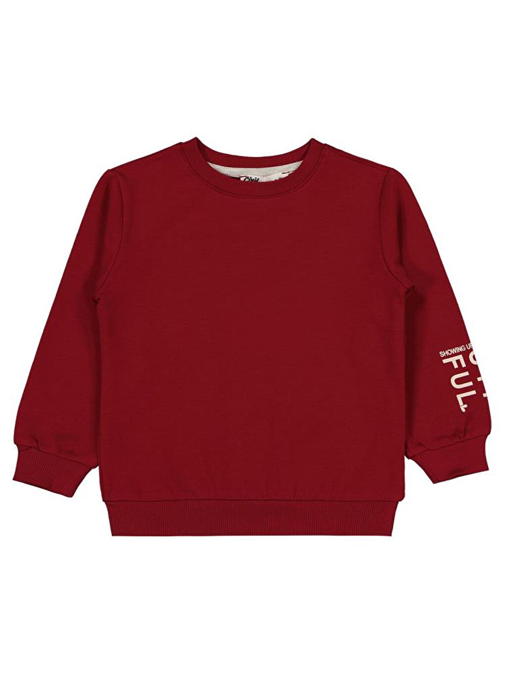 Girls Basic 2-5 Yaş Sweatshirt - Bordo 5-6 Yaş