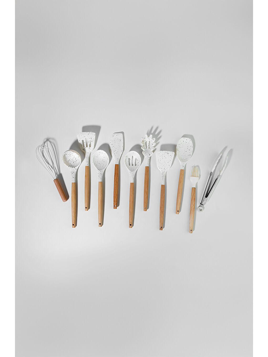 Beyaz Angela Ahşap Silikon 12 Parça Servis Takımı-1