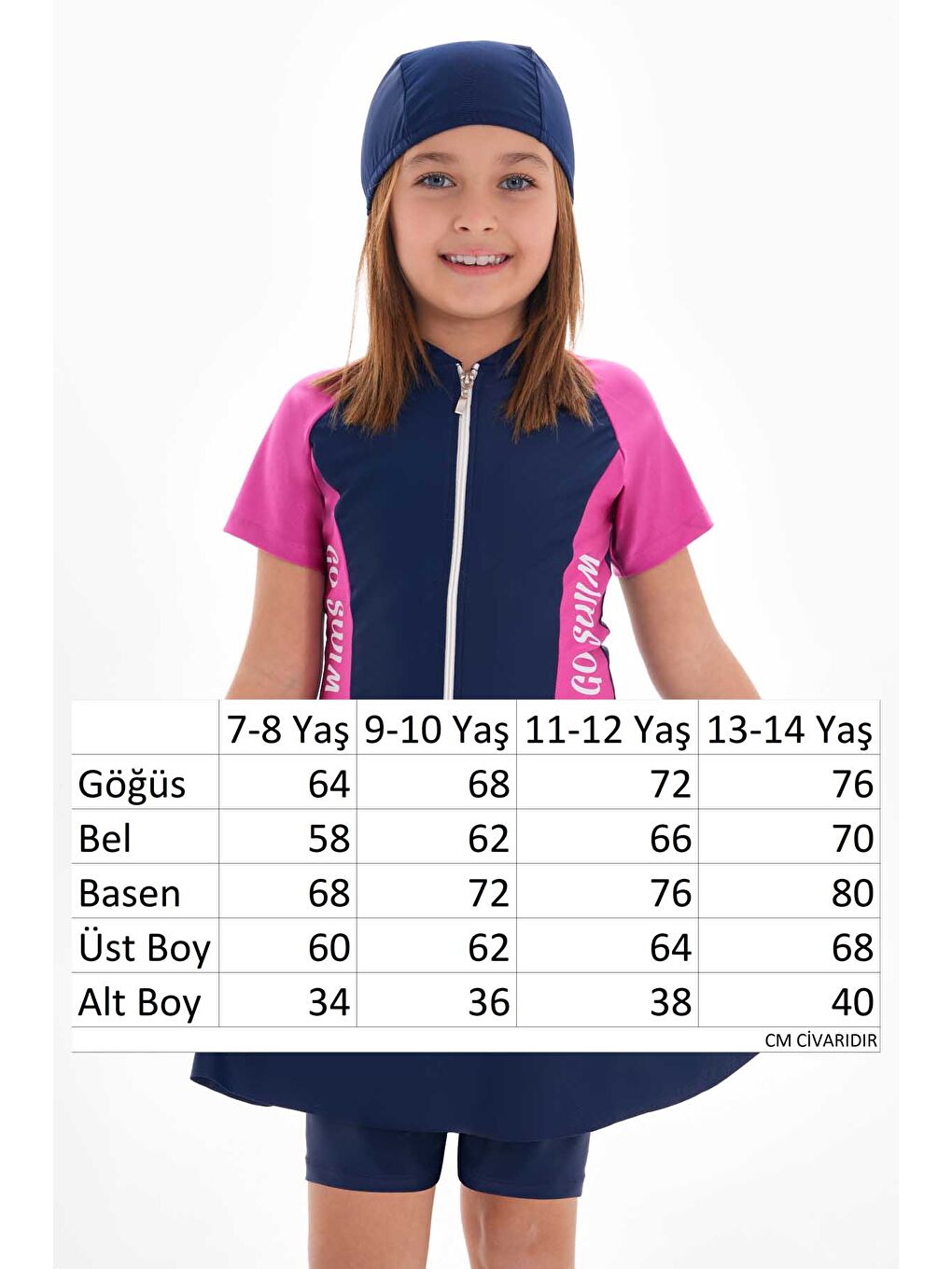 UV Korumalı Etekli Taytlı Kısa Kol Kız Çocuk Mayo Mira 1511 Fuşya-3