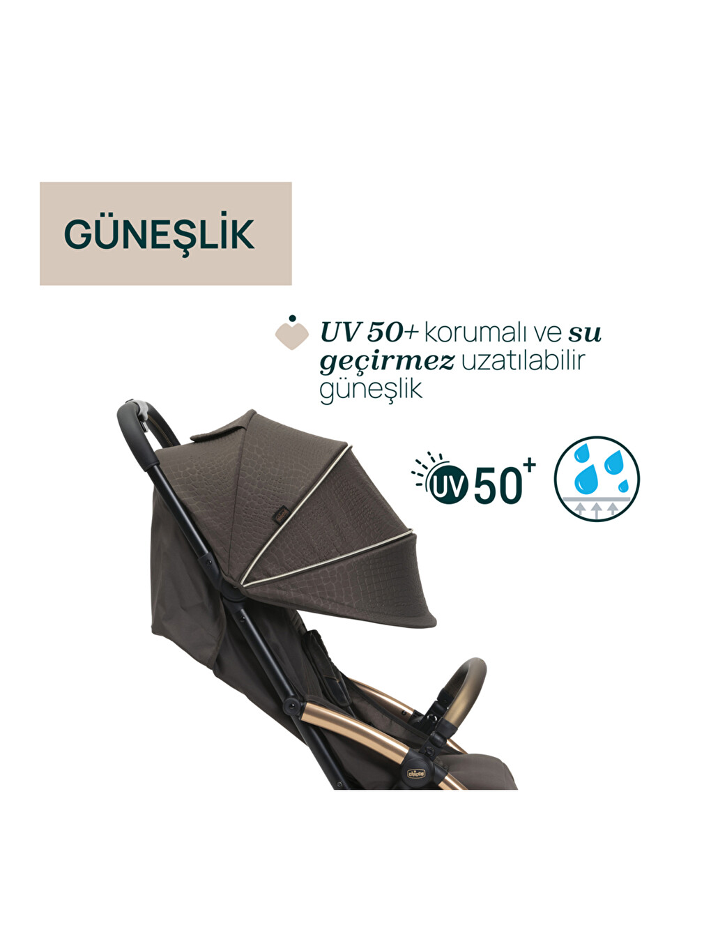 Goody Xplus Kabin Boy Bebek Arabası Bronze Lizard Relux Otomatik Katlanır-7