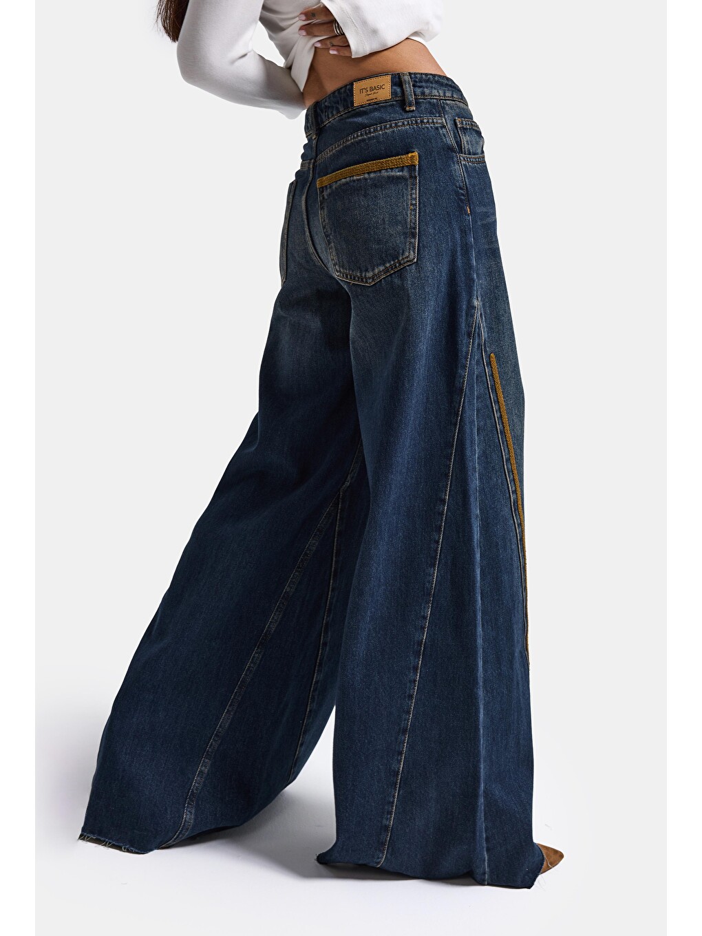 Mavi Kadın Koyu Jean 2w6-8 Palazzo Fit Nakış Detaylı Özel Tsarım Denim Jean-1