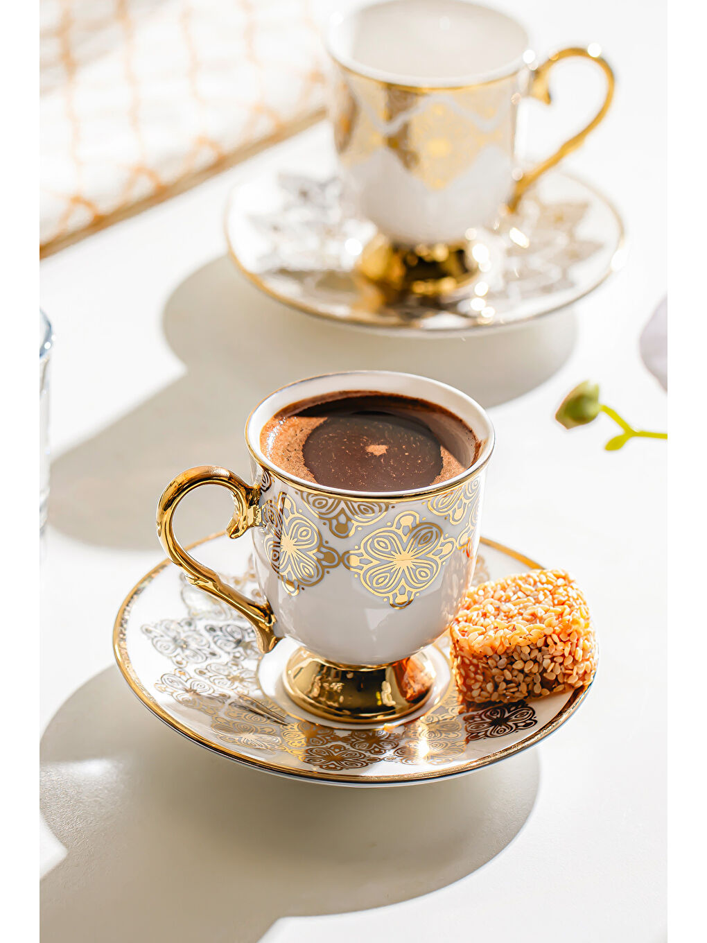 Beyaz Ece 6 Kişilik 12 Parça Porselen Kahve Fincan Takımı