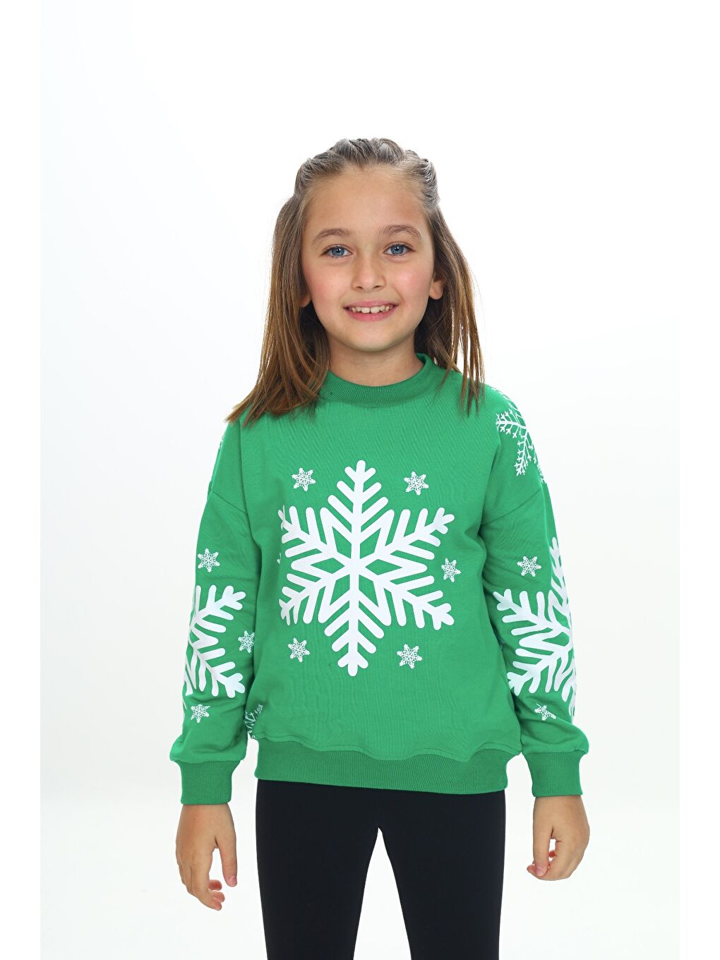 Yeşil Kız Çocuk Baskılı Sweatshirt