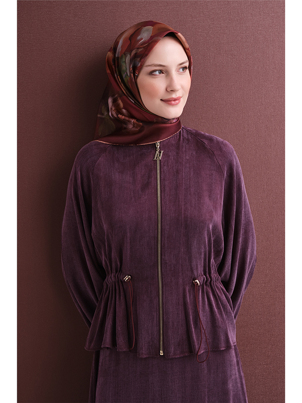 Kahverengi Saf İpek Twill Eşarp 9611d 33-1