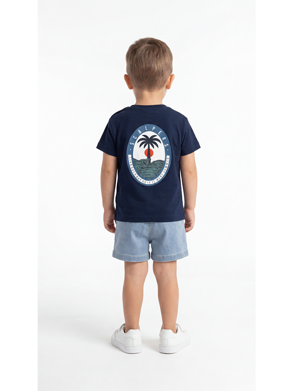 Lacivert Palmiye Baskılı Erkek Bebek Alt Üst Takım-3