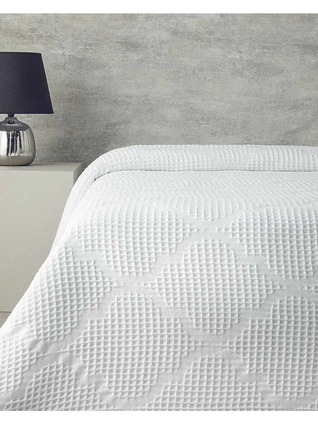 Fiona Pamuklu Waffle Çift Kişilik Pike 200x220 cm Beyaz-1
