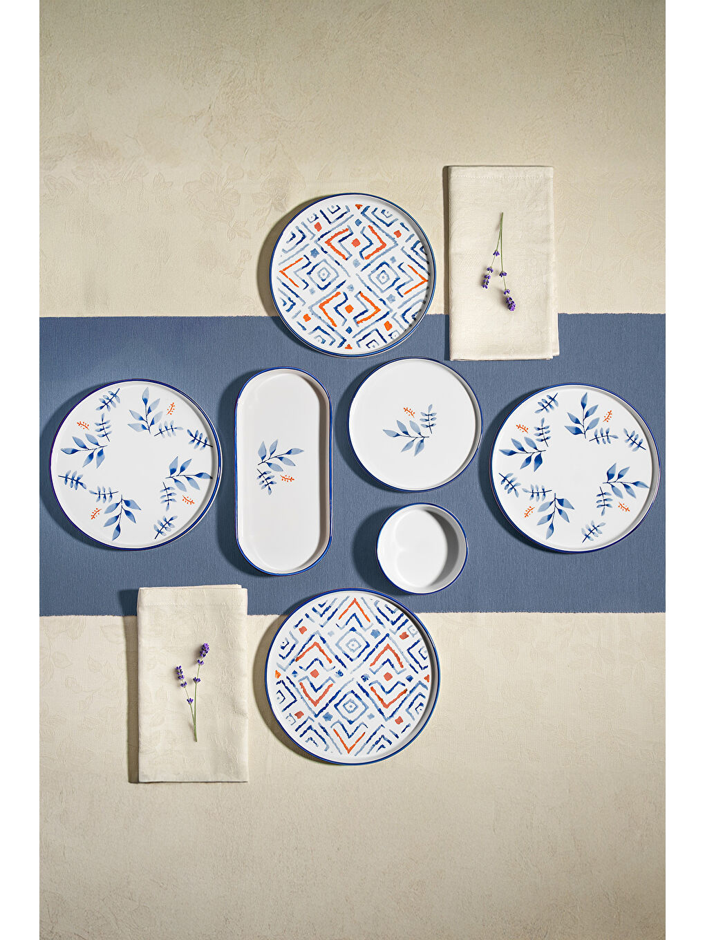 Mavi Blue Orange 6 Kişilik 13 Parça Seramik Kahvaltı Takımı-1