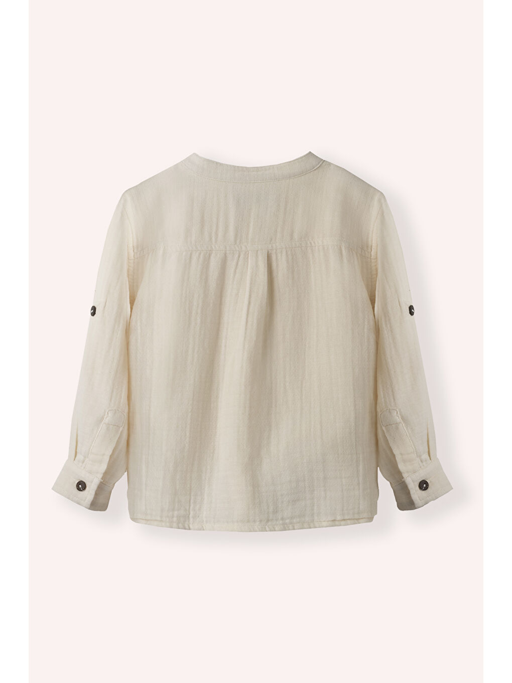 Bej Erkek Çocuk Uzun Kollu Müslin Gömlek Mavi-2