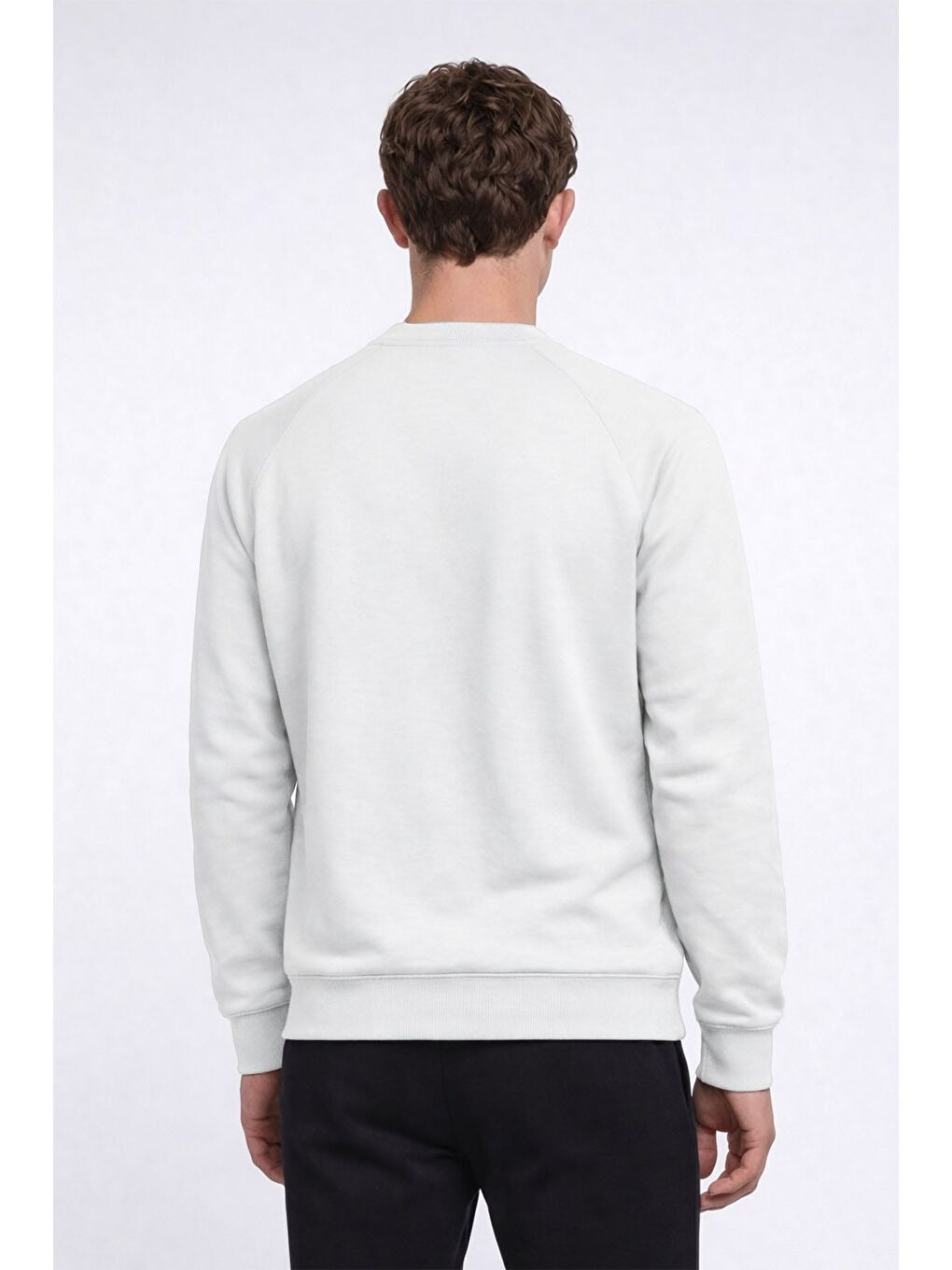 Giotelli Erkek Beyaz Normal Kesim Regular Fit %100 Pamuk Örme Bisiklet Yaka Sweatshirt-3