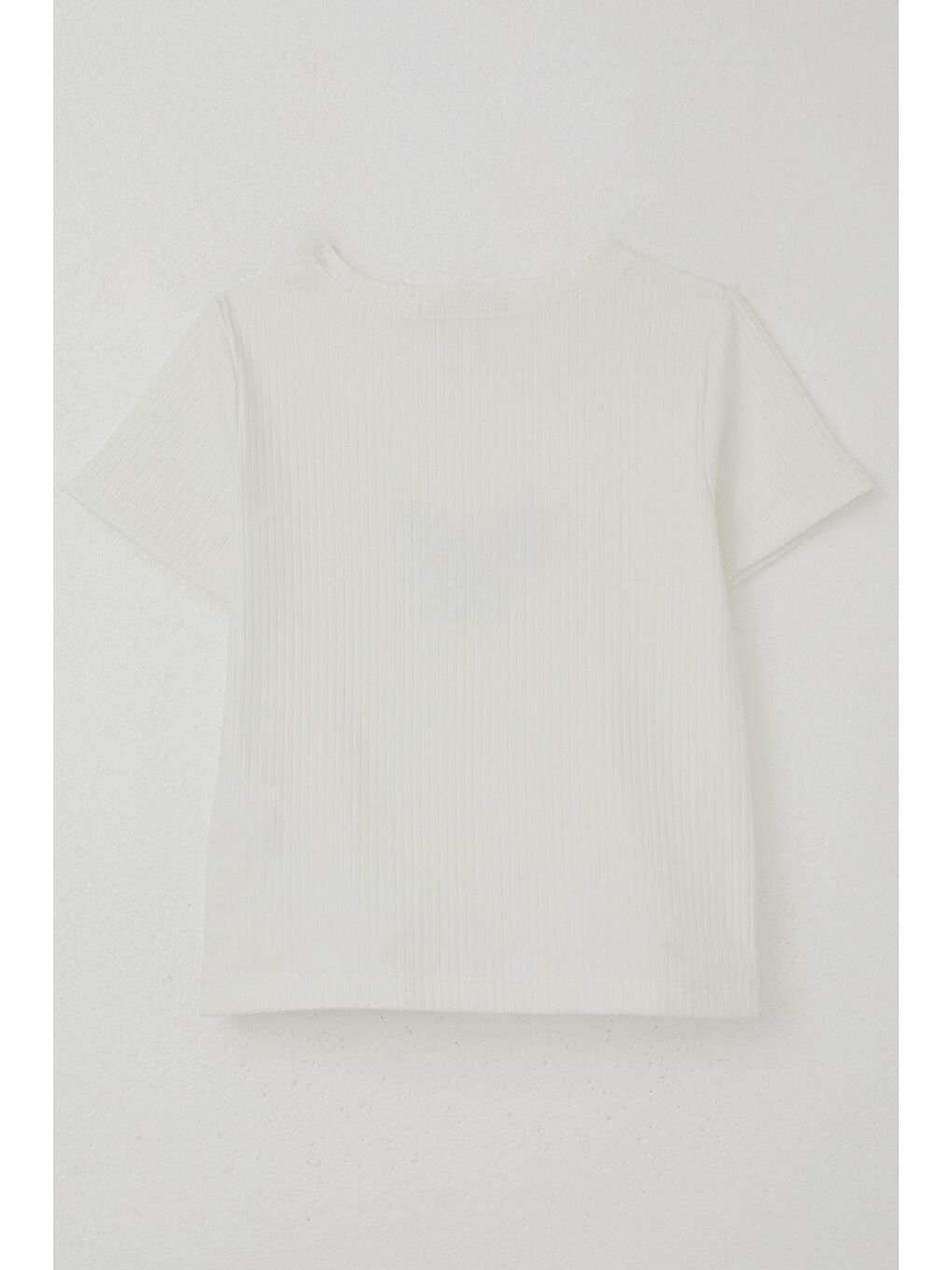 Kız Çocuk Tişört Taşlı Fiyonk Baskılı Ekru (8-14 Yaş)-1