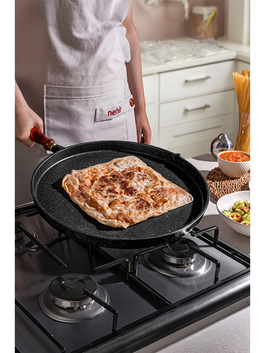 Siyah Flower Alüminyum Döküm Gözleme Tavası 36 Cm