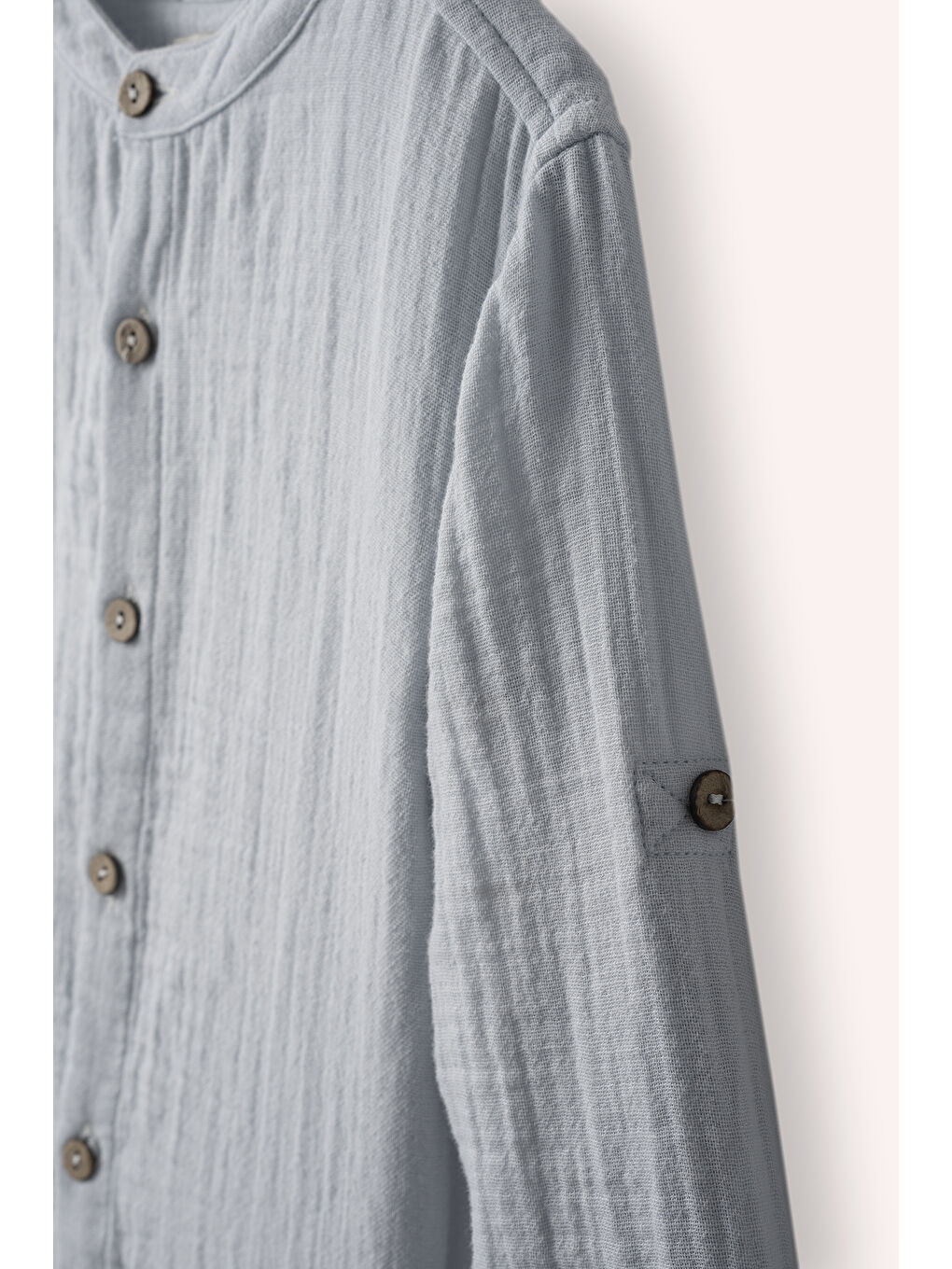 Erkek Çocuk Uzun Kollu Müslin Gömlek Mavi-2