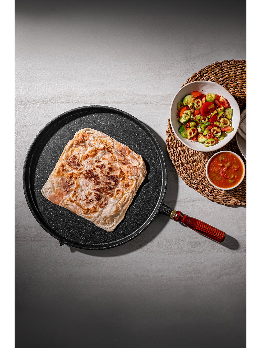 Siyah Flower Alüminyum Döküm Gözleme Tavası 36 Cm-1