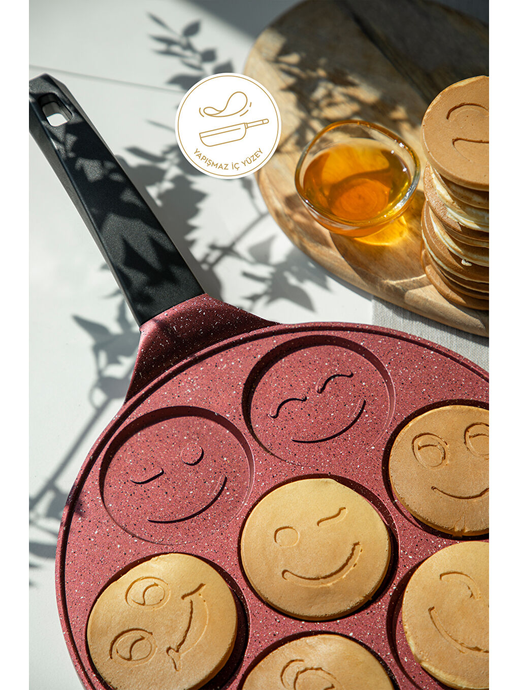 Bordo Alüminyum Döküm 27 Cm Krep Tavası-1