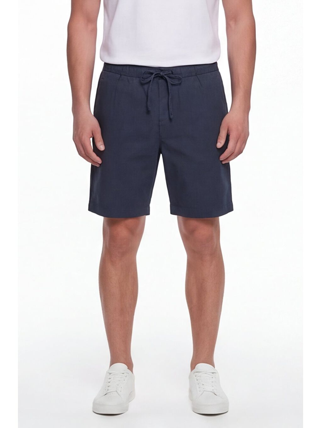 Giotelli Erkek Lacivert Normal Kesim Regular Fit Pamuklu Dokuma Yan Cep Bel Lastikli Şort