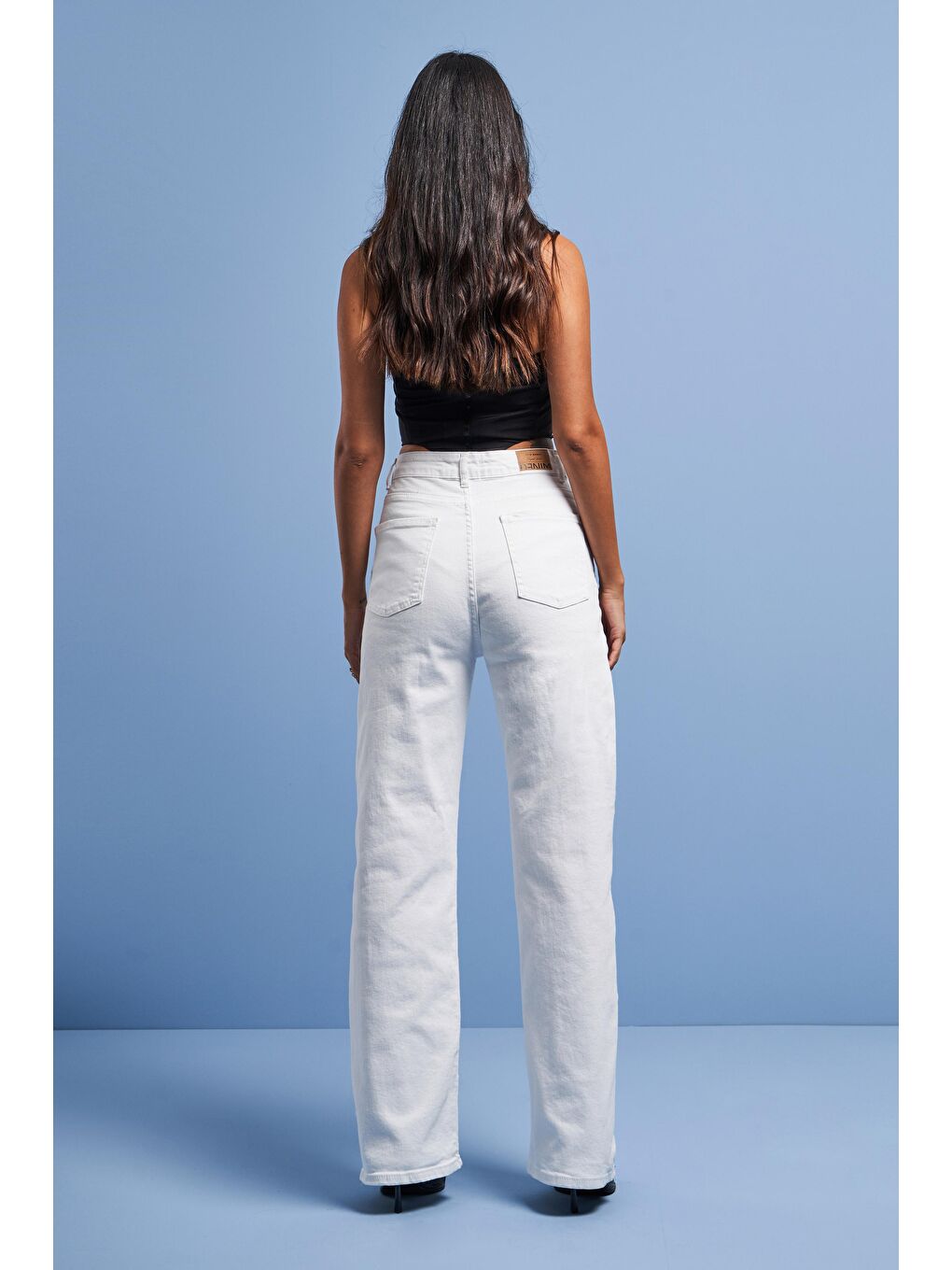 it's basic Beyaz Kadın Beyaz Renk Elastanlı Kumaş Wide Leg Denim - 4