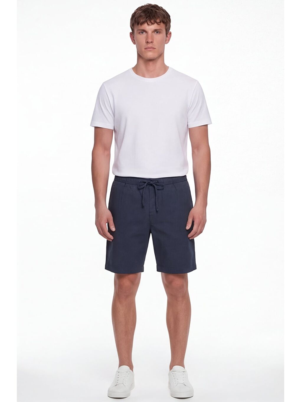 Giotelli Erkek Lacivert Normal Kesim Regular Fit Pamuklu Dokuma Yan Cep Bel Lastikli Şort-1