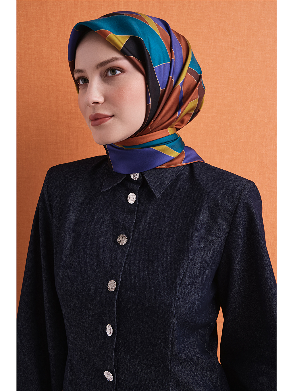 Karışık Saf İpek Twill Eşarp 9633d 52-1