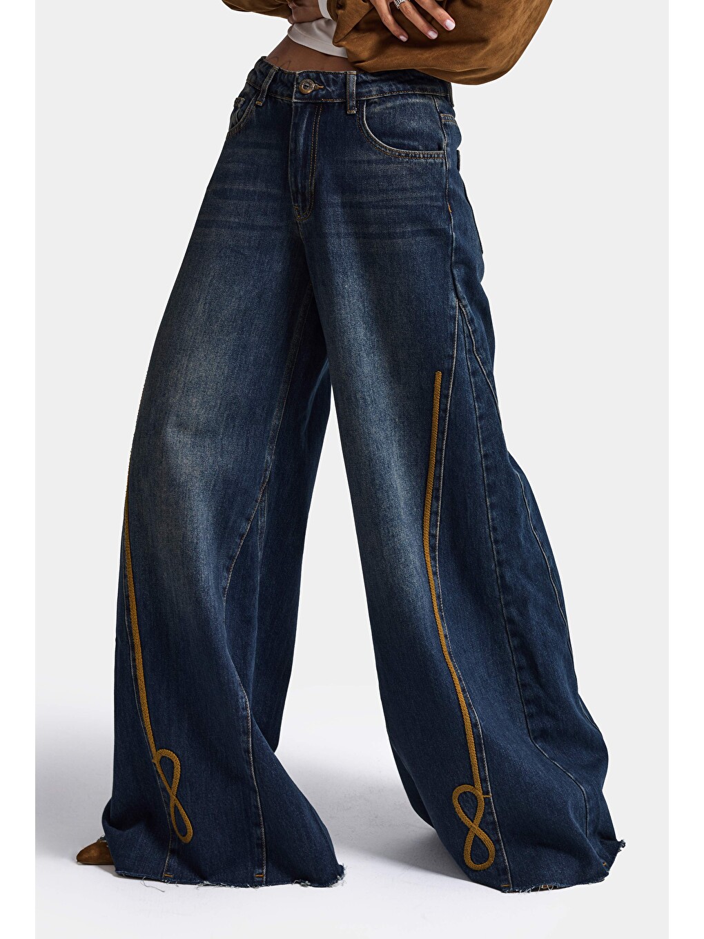 Mavi Kadın Koyu Jean 2w6-8 Palazzo Fit Nakış Detaylı Özel Tsarım Denim Jean-2