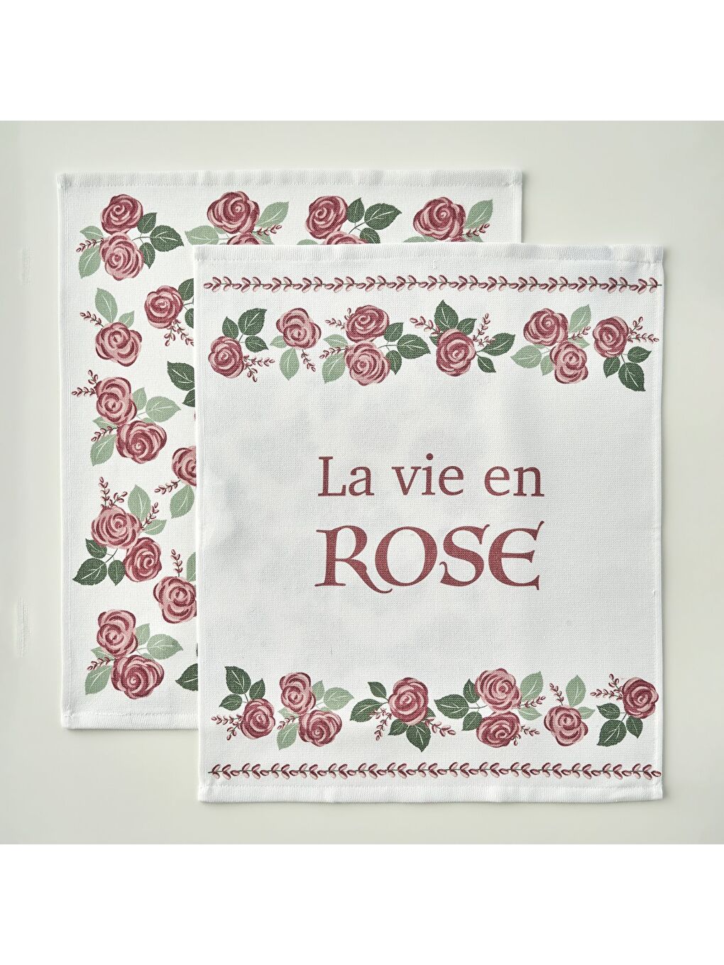 Ekru Rose Pamuklu Baskılı Kurulama Bezi 2'li Krem (40x50 cm)