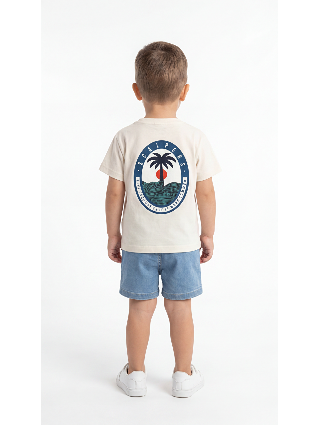 Ekru Palmiye Baskılı Erkek Bebek Alt Üst Takım-3