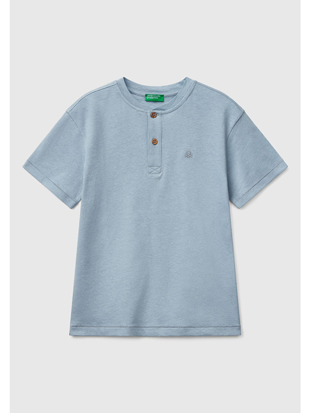 Erkek Çocuk Mavi Logo İşlemeli Hakim Yaka T-Shirt