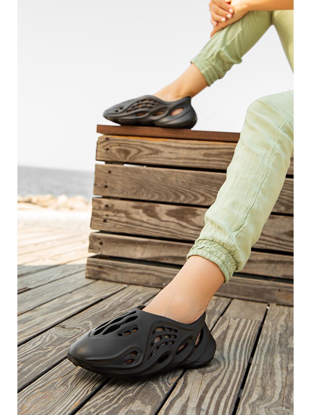 Siyah D106 Günlük Ortopedik Unisex Sandalet-1