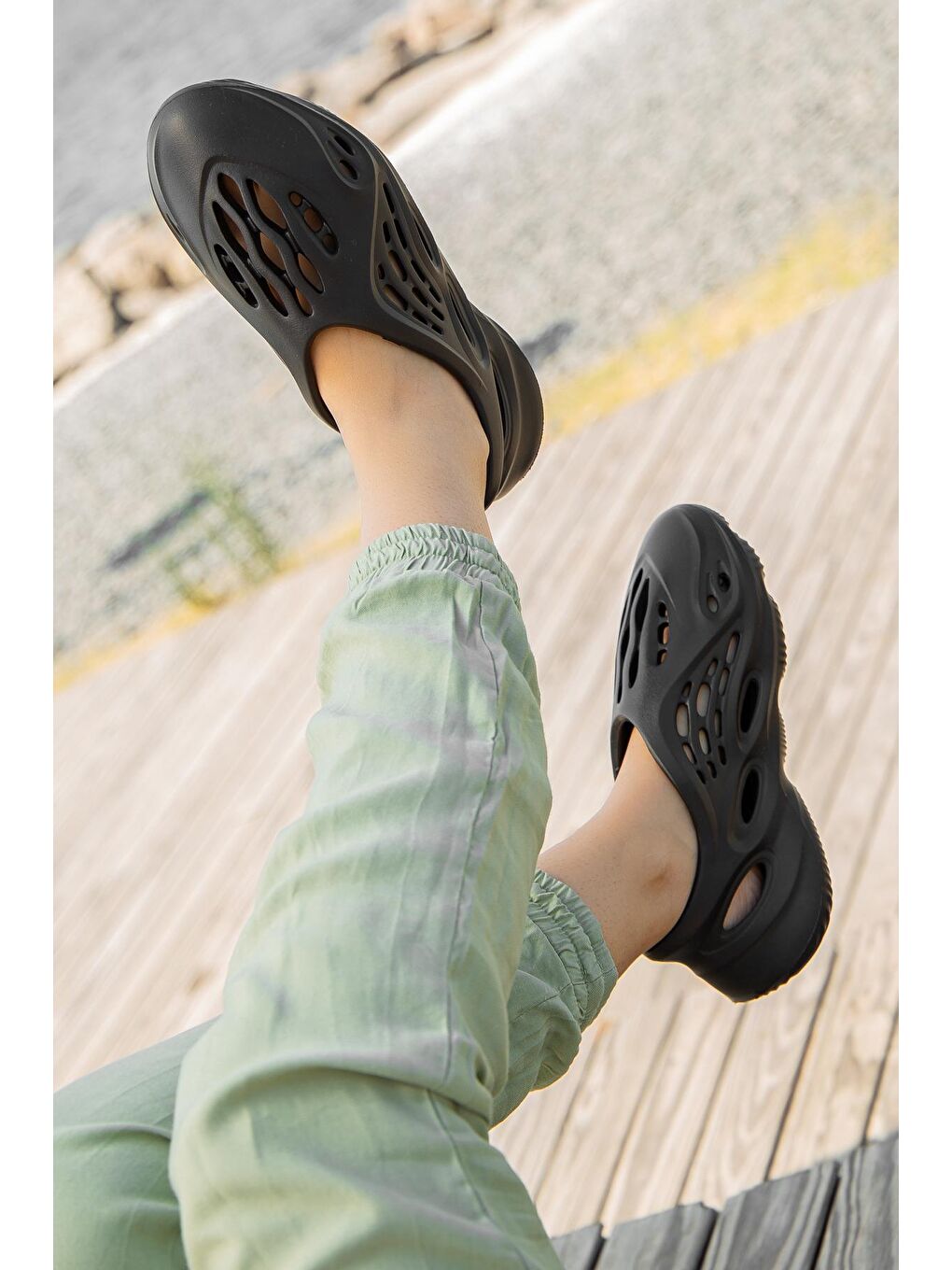 Siyah D106 Günlük Ortopedik Unisex Sandalet-2