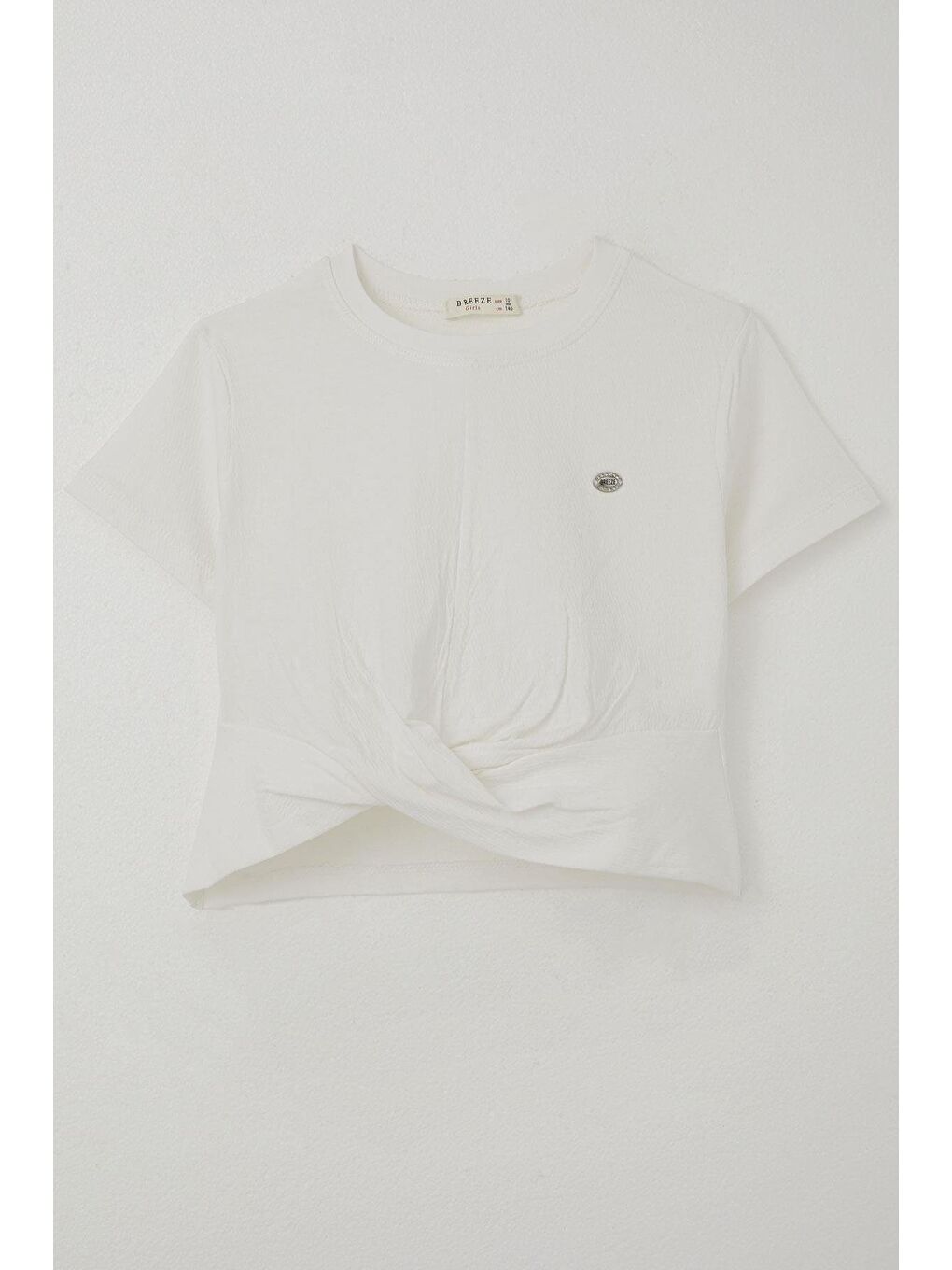 Kız Çocuk Tişört Armalı Göbek Kısmı Dekolte Detaylı Ekru (9-16 Yaş)-1