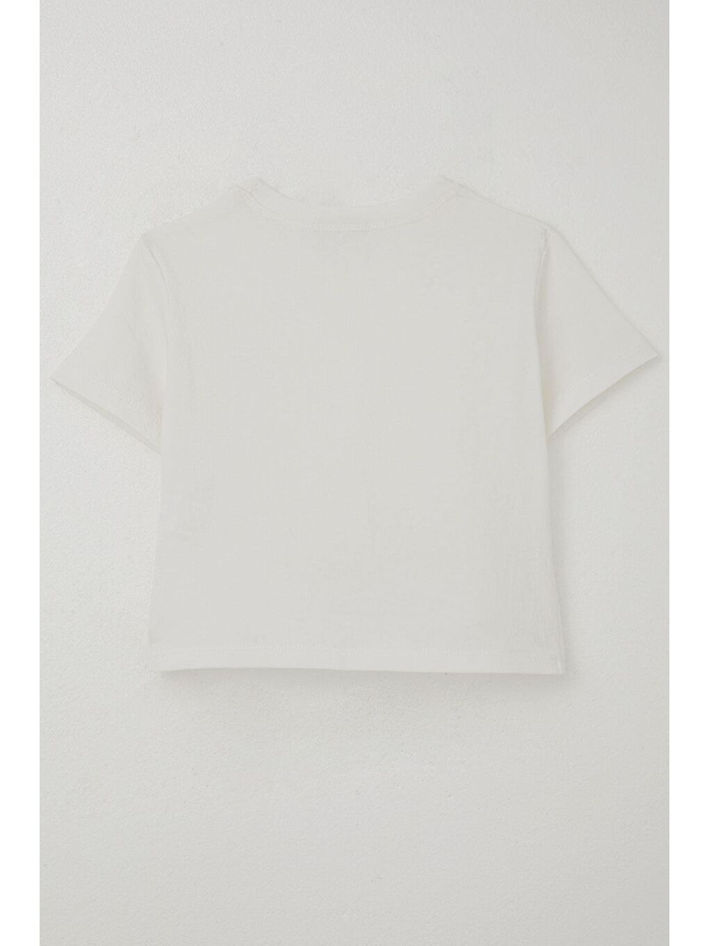 Kız Çocuk Tişört Armalı Göbek Kısmı Dekolte Detaylı Ekru (9-16 Yaş)-2