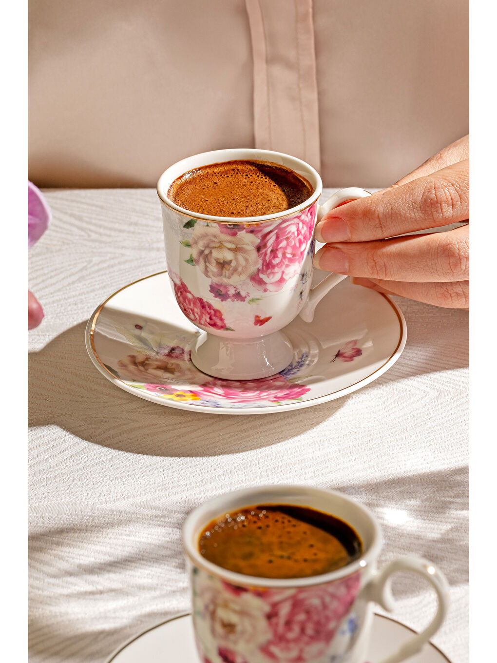 Pembe Öykü 6 Kişilik 12 Parça Porselen Kahve Fincan Takımı