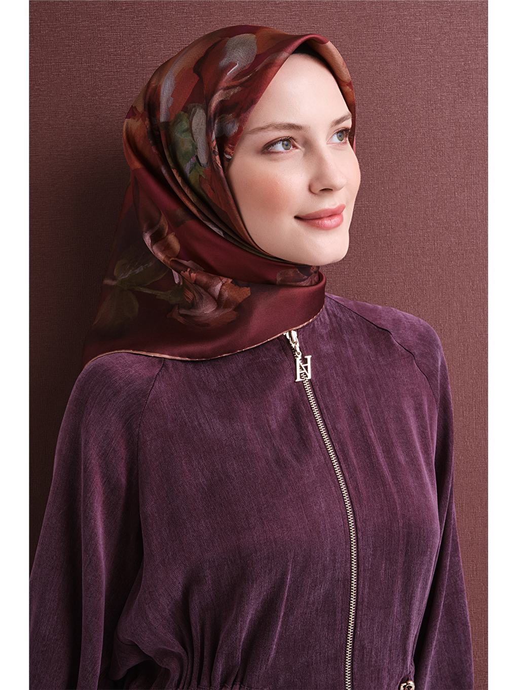Kahverengi Saf İpek Twill Eşarp 9611d 33-2