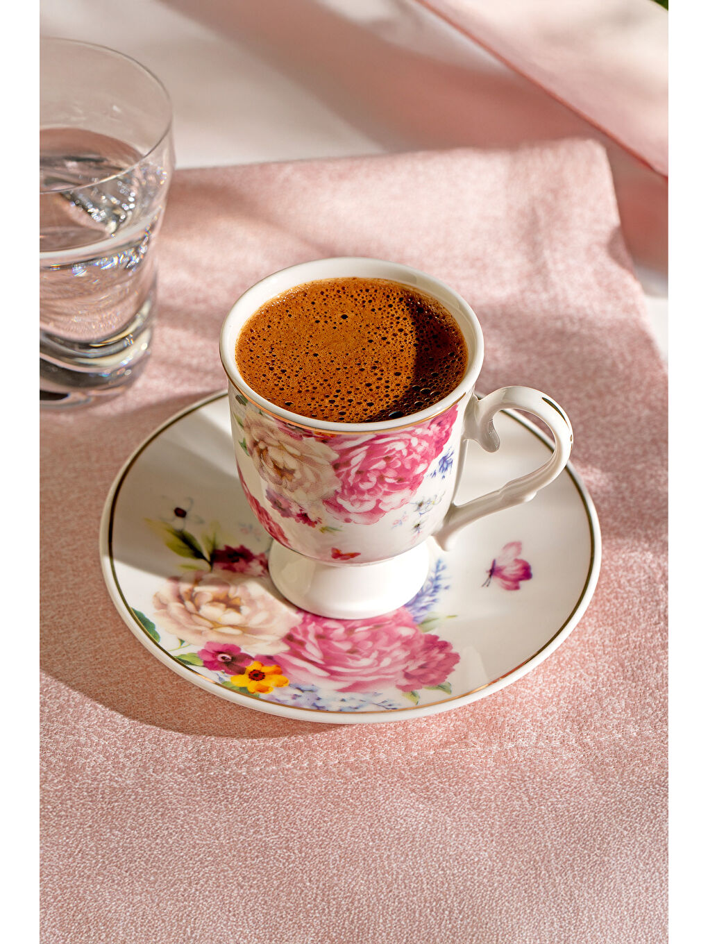 Pembe Öykü 6 Kişilik 12 Parça Porselen Kahve Fincan Takımı-2