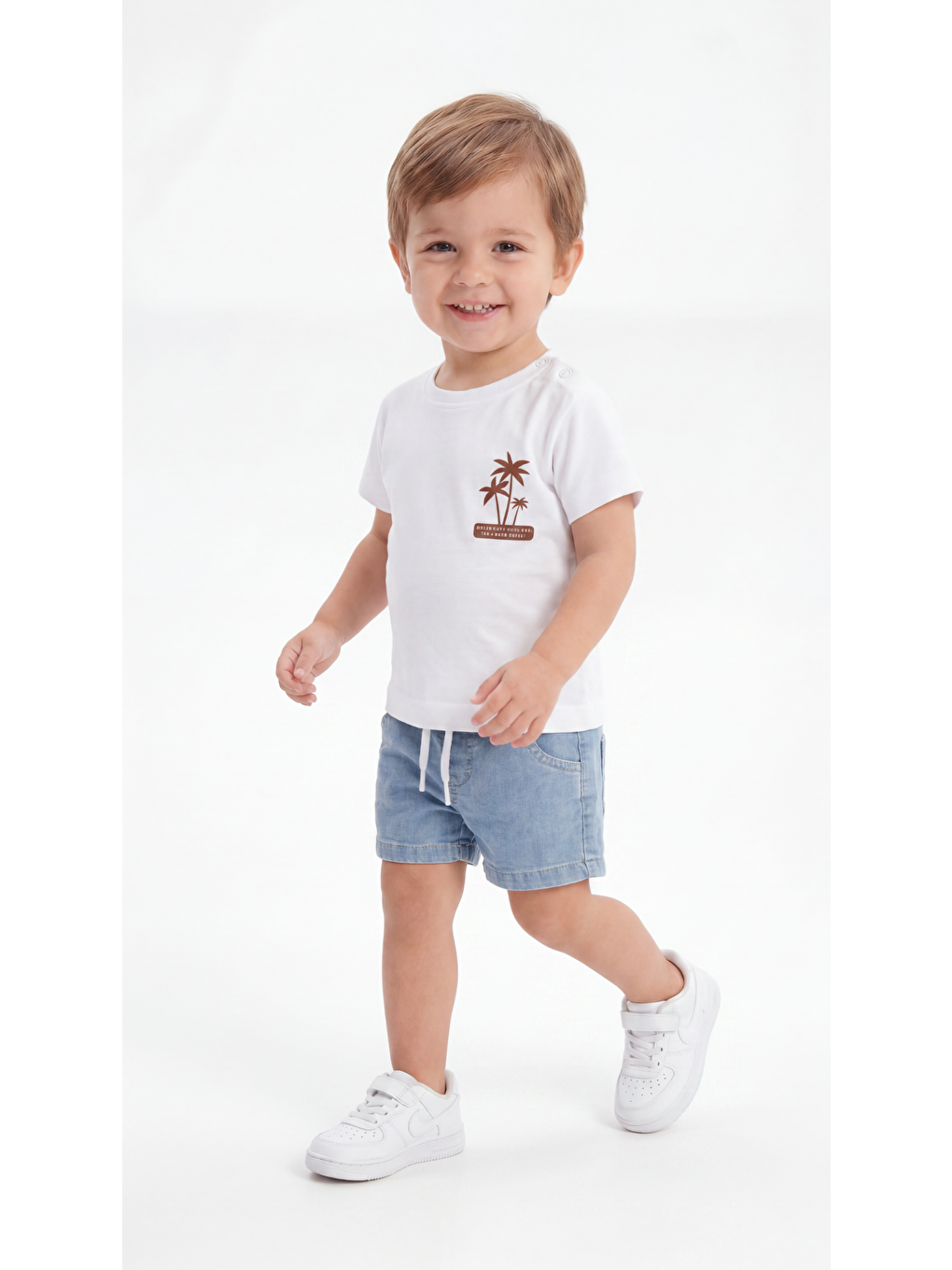 Beyaz All I Need Are Palm Trees And A Warm Breeze Baskılı Erkek Bebek Alt Üst Takım-1