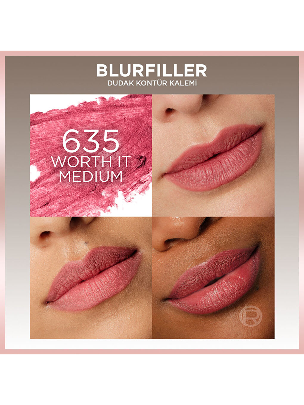 L'Oréal Paris Blurfiller Dudak Kontür Kalemi - 635 Worth It Medium-1