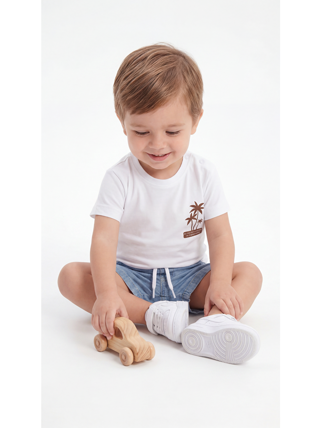 Beyaz All I Need Are Palm Trees And A Warm Breeze Baskılı Erkek Bebek Alt Üst Takım-2