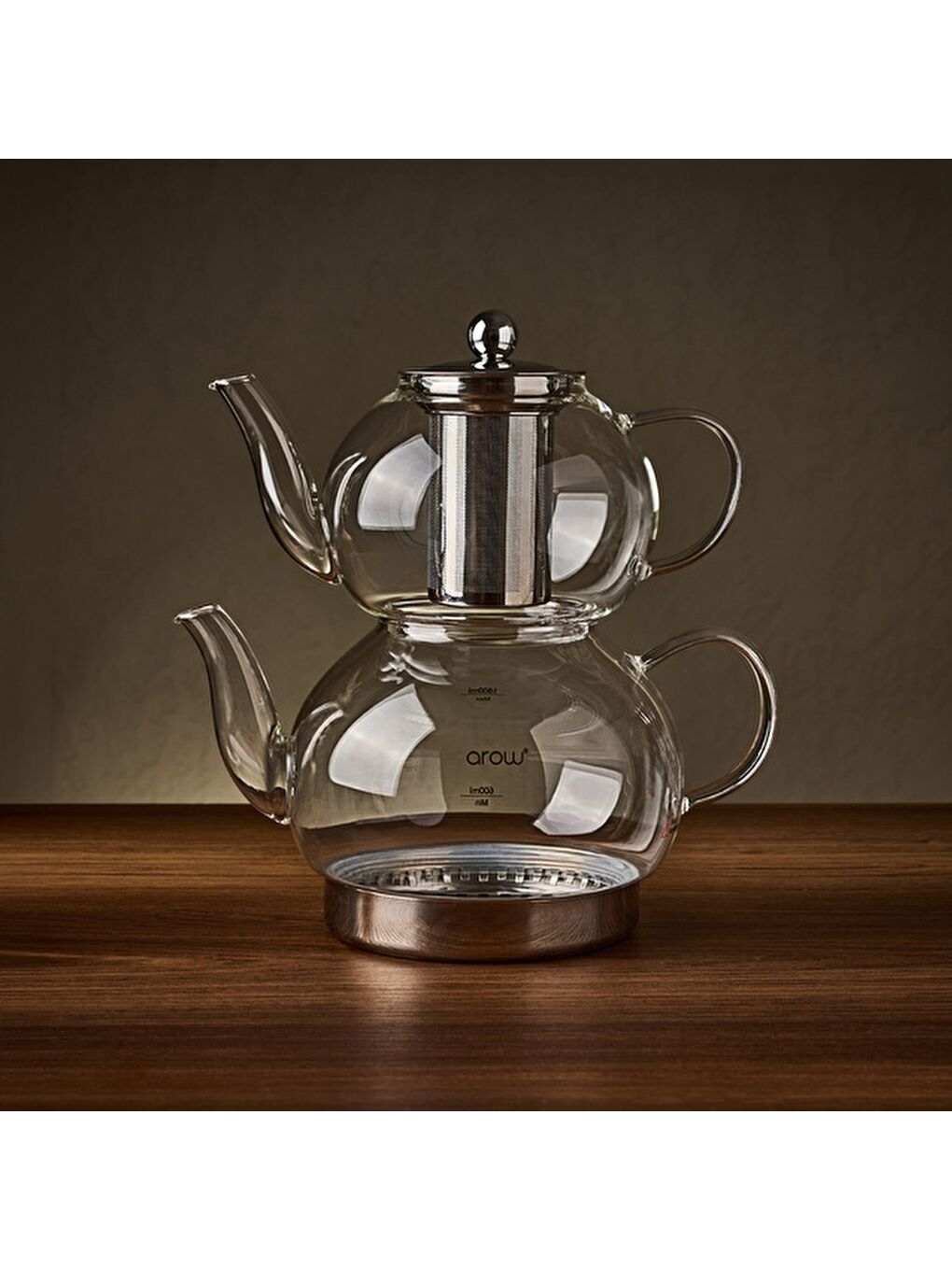 Renksiz Nora Cam Çaydanlık Seti - Şeffaf - 1,8 lt + 1,2 lt-1