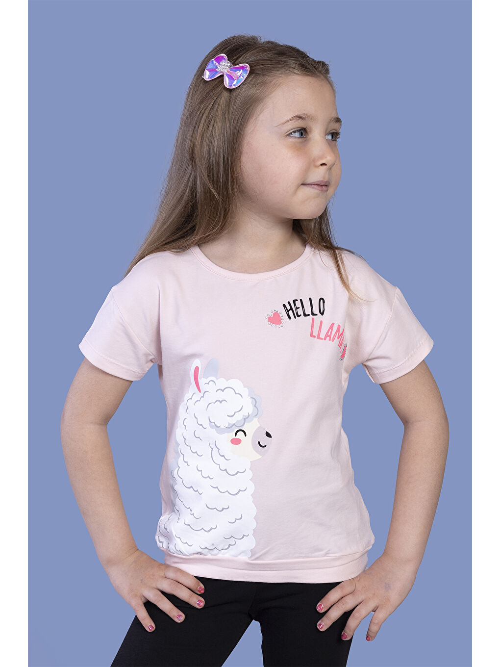 Pembe Kız Çocuk Kuzu Baskılı Tişört