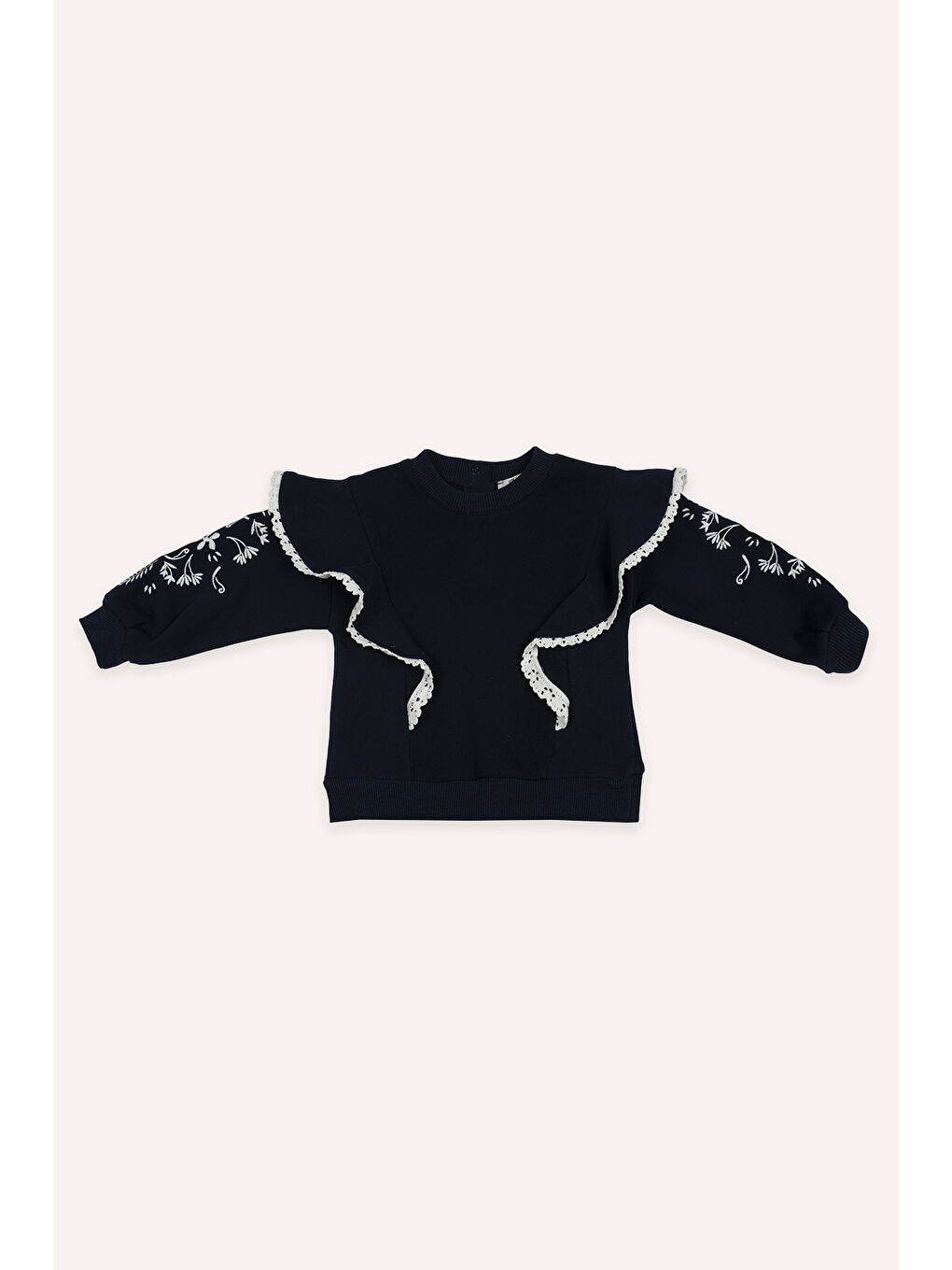 Kız Bebek Nakışlı Lacivert Sweatshirt