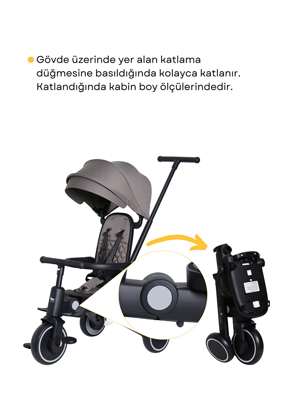 Merkür Bebe 9in1 Hawk Çift Yönlü Katlanabilir Yatabilir Ayak Destekli Bebek Ve Çocuk Bisikleti-4