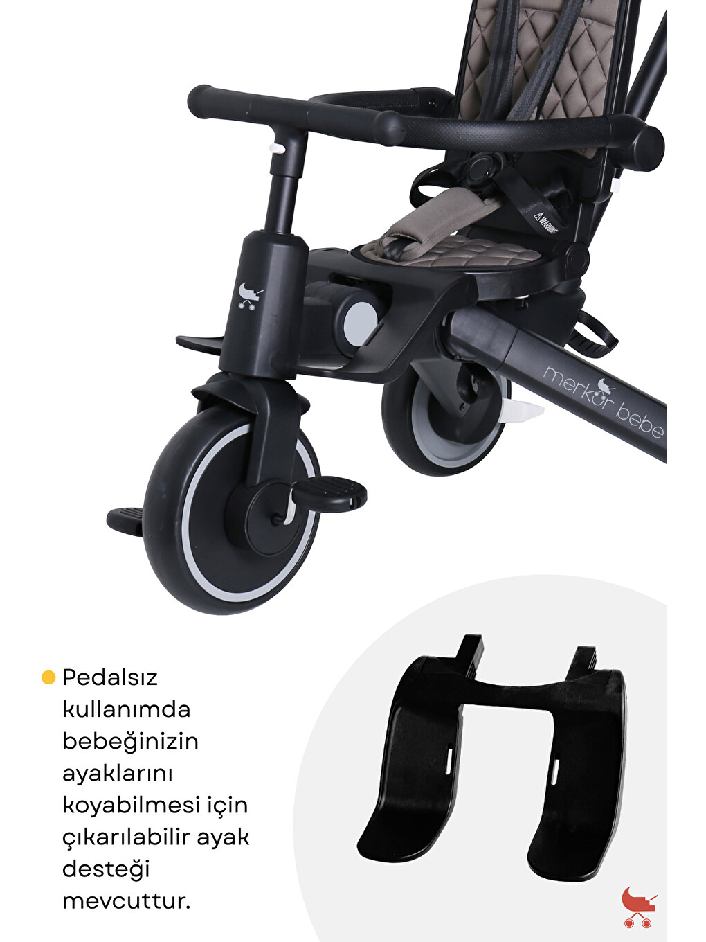 Merkür Bebe 9in1 Hawk Çift Yönlü Katlanabilir Yatabilir Ayak Destekli Bebek Ve Çocuk Bisikleti-5