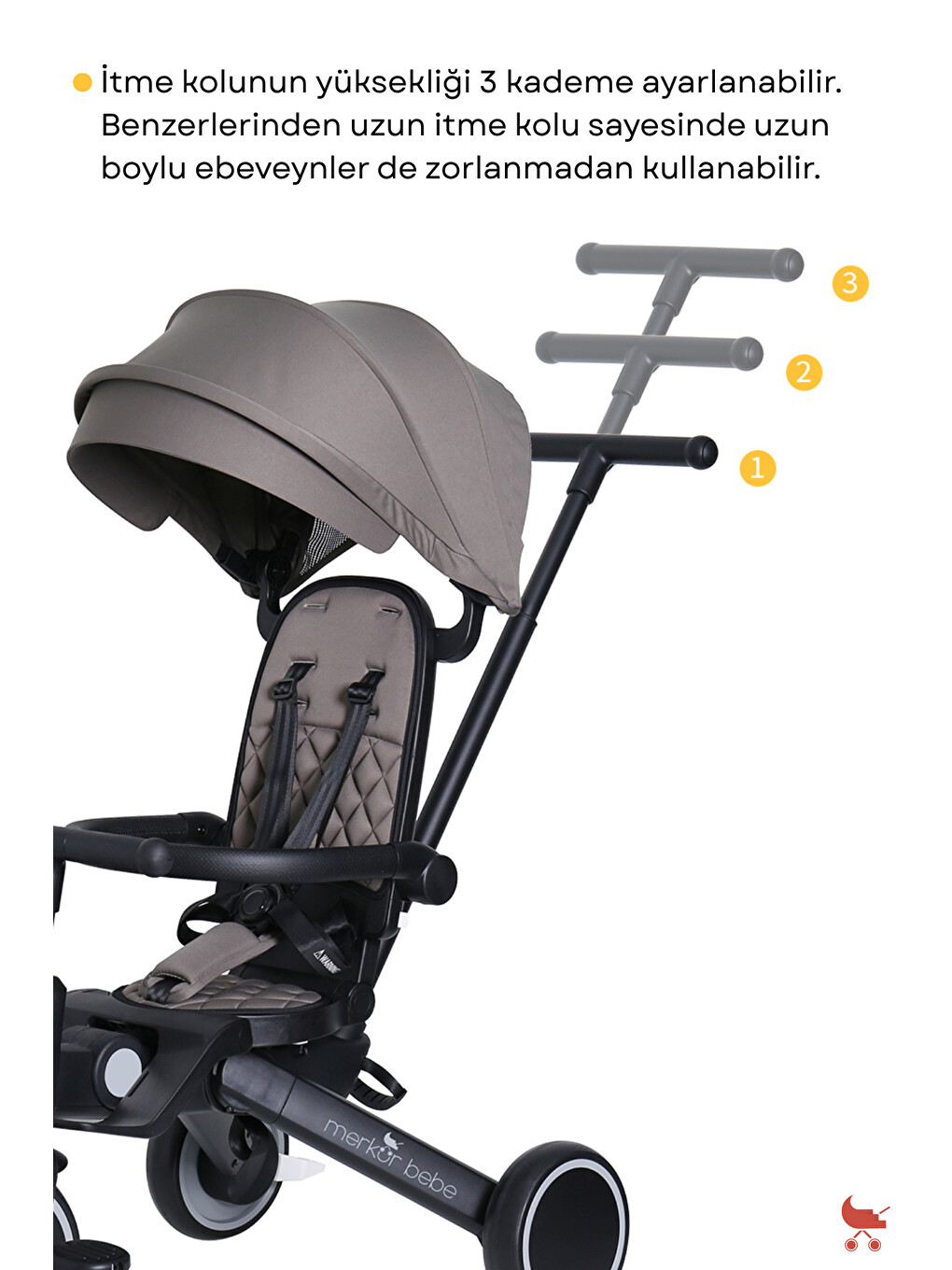 Merkür Bebe 9in1 Hawk Çift Yönlü Katlanabilir Yatabilir Ayak Destekli Bebek Ve Çocuk Bisikleti-6