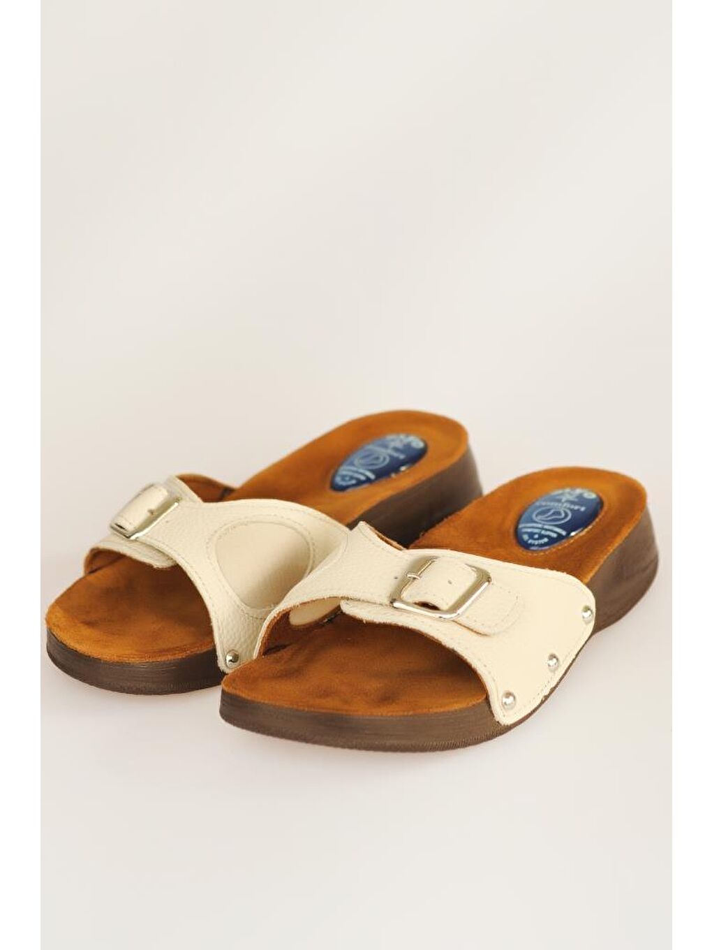 Bej Anatomik Taban Hakiki Deri Topuk Dikeni Ve Kemik Çıkıntısı Kadın Terlik S99-22-1